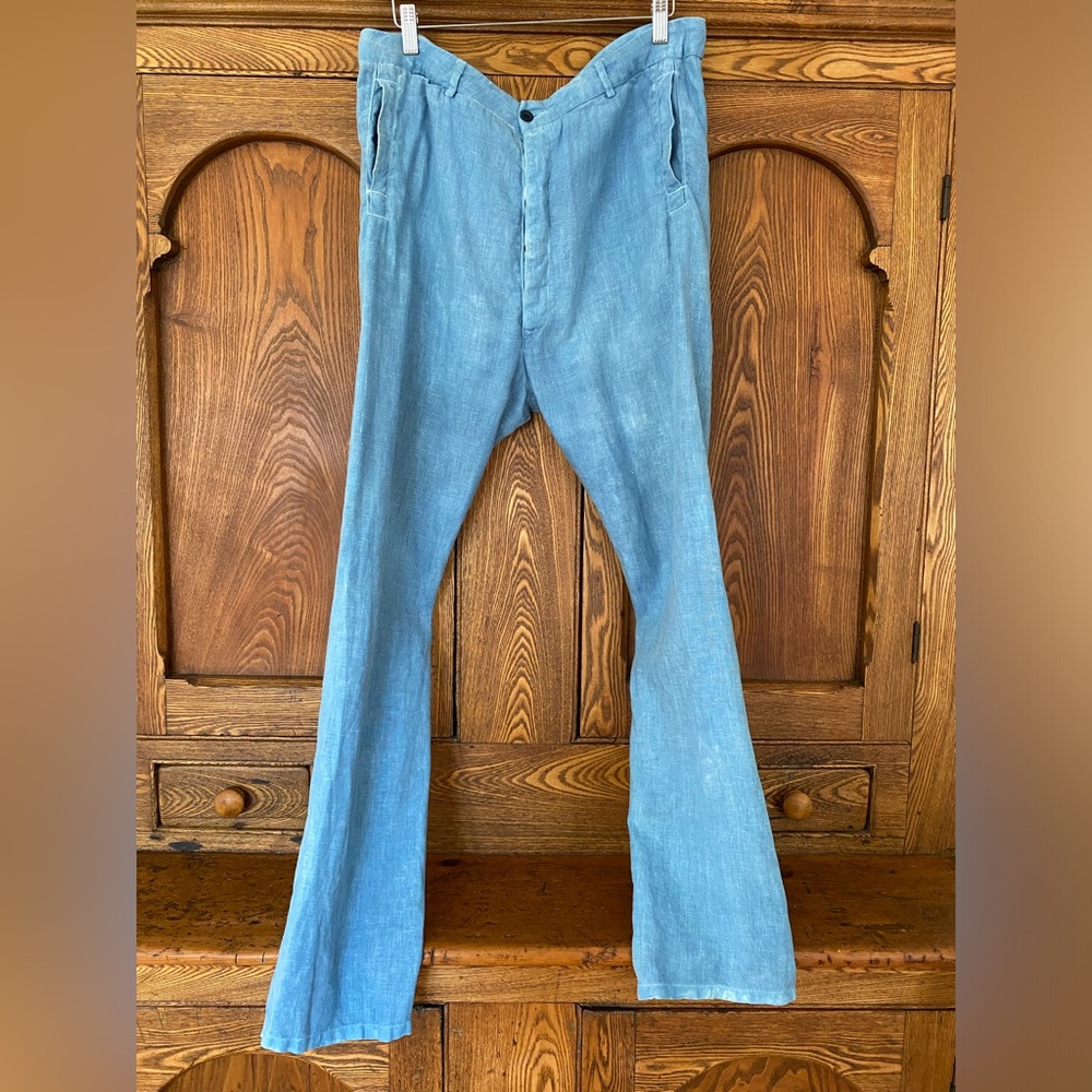 Bleu blue de Cocagne linen slouch pants artisan hand dyed slow fashion